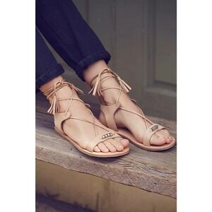 Free People Bryn MARR Womens Wrap Sandals Size 36/6 Ankle Natural Leather Tassel